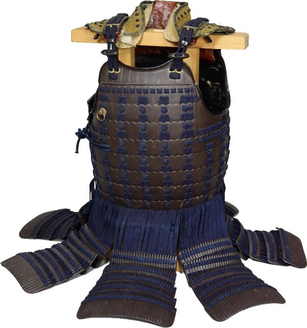 甲冑　鉄錆色塗碁石頭札二枚胴　Japanese armor